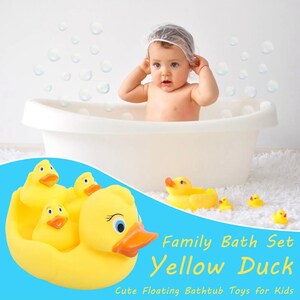 4pcs Rubber Yellow Duck Set Bath Set Floating Ducky Baby Kids Shower ...