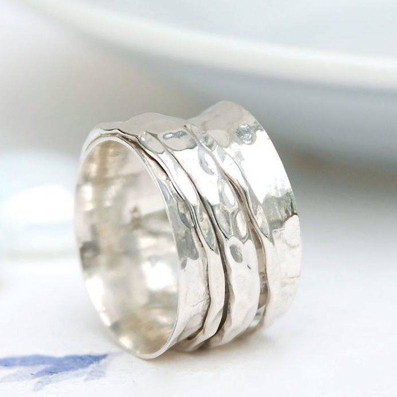 handmade 925 Sterling Silver designer, Mediation Silver Ring, Ring For Her, Silver Anxiety Bridesmaid Ring