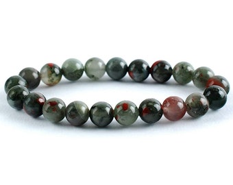 Natural Bloodstone Bracelet AAA Grade Beads Bracelet Gemstone Crystal Bracelet, Heliotrope Bracelet, Boost Energy, Healing Stone bracelet