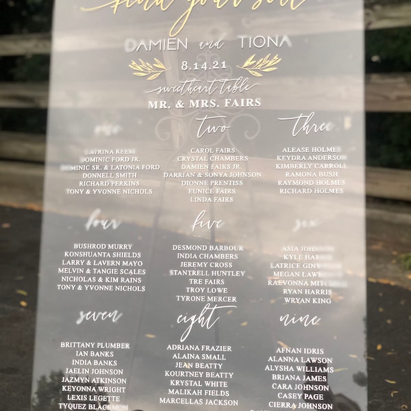 Wedding Seating Chart- Available in Acrylic, Wood & Foam Board