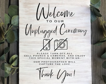 Welcome to our Unplugged Ceremony Sign