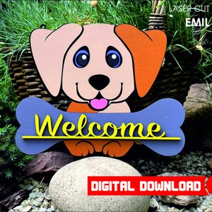 Dog Door Sign, Instant Download, Glowforge file, Dog Gift, Dog Welcome Sign, Pet door sign, laser cut files, SVG, PDF, AI, Front Door Sign