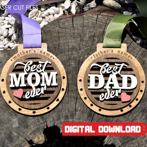 Medaglia mamma SVG, Medaglia papà SVG, Festa della mamma SVG, Segno premio Medaglia Mamma Svg, File tagliato al laser per Glowforge, Download istantaneo