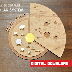 Sistema Solar, Planetas, Space Puzzle SVG, archivo para Glowforge y Cortadores Láser, Descarga Digital, Espacio, Planeta, Ideas de Corte Láser
