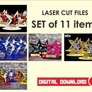 Stars Awards SVG, Awards SVG Laser Files, Glowforge Files, Star Gift SVG. Arquivos de troféus, presentes personalizados SVG