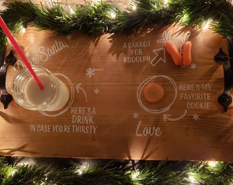 Bandeja personalizada de galletas y leche para Papá Noel, bandeja de galletas de Papá Noel, plato de galletas y leche de Papá Noel, bandeja de Navidad, plato de galletas de Papá Noel de Navidad