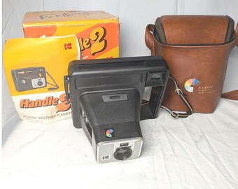 Kodak Handle 2 Instant Camera Vintage 1970s Retro with Case Box and Manual