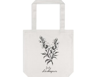 July Birthday Flower- Lakespur Cotton Tote Bag