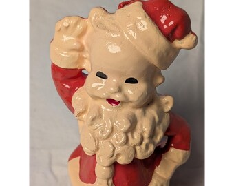 Vintage Red Wax Santa Claus Figurine Christmas Holiday Decor 5 Inch