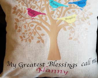 Almohada de árbol genealógico, regalo personalizado para mamá, regalo para abuela, árbol genealógico, regalo familiar, regalo de aniversario, regalo de navidad familiar