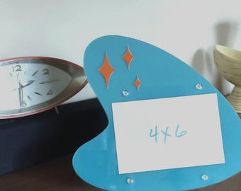 Mid Century Inspired, Boomerang shaped Photo/Picture Frame - Fits 4x6 Photo/Pictures
