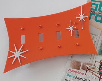 Mid Century Modern Starburst Light Switch Cover: Layered Acrylic Retro Decor