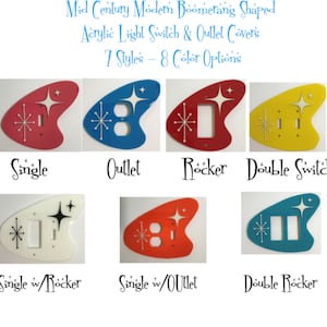 Mid Century Modern Retro Acrylic  3 Dimensional *Boomerang* Style Light Switch Cover/Outlet Cover Plates