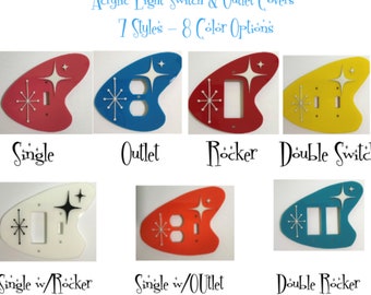 Mid Century Modern Retro Acrylic  3 Dimensional *Boomerang* Style Light Switch Cover/Outlet Cover Plates