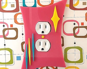 Mid Century Modern Acrylic Light Switch Cover: Abstract Diamond Design