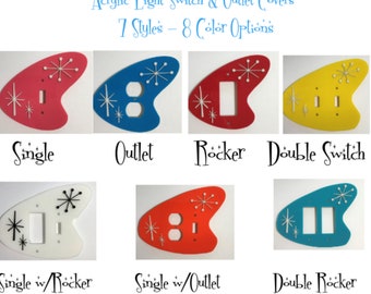 Mid Century Modern Retro Acrylic  3 Dimensional *Boomerang* Style Light Switch Cover/Outlet Cover Plates