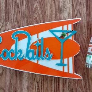 Mid Century Modern Retro, Boomerang shaped, Acrylic, Sign-Make it Personal-Add your own Text image 2