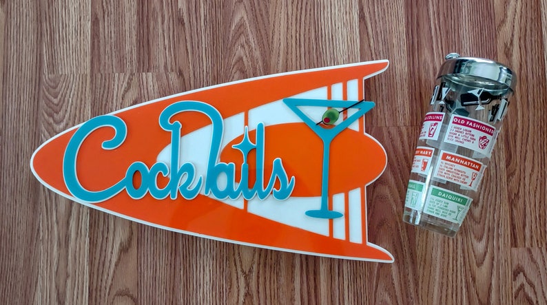 Mid Century Modern Retro, Boomerang shaped, Acrylic, Sign-Make it Personal-Add your own Text image 2