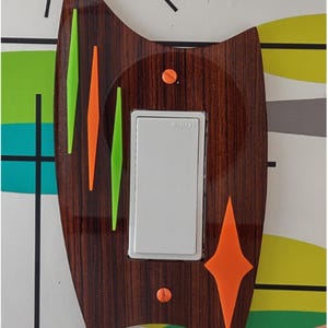 Mid Century Modern 'Mad-4-Mod' Shaped Light Switch/Outlet Cover Plates, Layered Acrylic  3-Dimensional Diamond Design