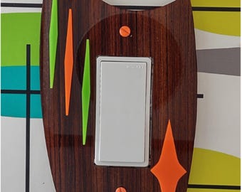 Mid Century Modern 'Mad-4-Mod' Shaped Light Switch/Outlet Cover Plates, Layered Acrylic  3-Dimensional Diamond Design