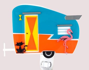 Retro Inspired Vintage Camper Trailer Night Light, Mid Century Modern Style, Shasta Trailer Night Light, Retro Home Decor, Unique Gift