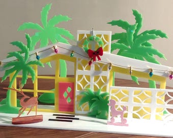 Ranch Style Christmas Putz House: Palm Springs Mid Century Modern Village