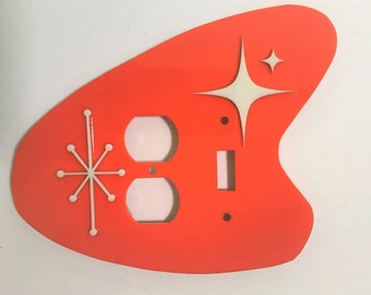 Mid Century Modern Retro Acrylic  3 Dimensional *Boomerang* Style Light Switch Cover/Outlet Cover Plates