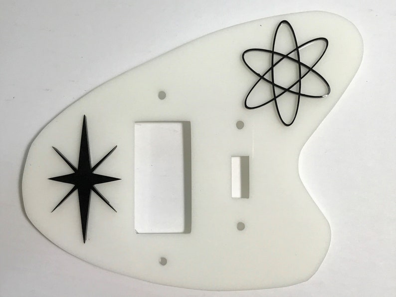 Mid Century Modern Retro Acrylic 3 Dimensional Boomerang Style Light Switch Cover/Outlet Cover Plates Single w/Rocker