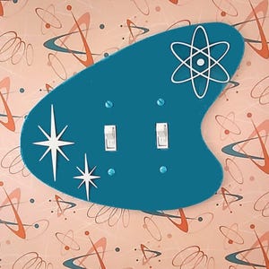 Mid Century Modern Inspired, Layered Acrylic Retro-Styled, Boomerang Shaped Light Switch Cover & Outlet Cover Plates, Atomic 3-D Design