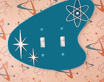 Light Switch Cover Boomerang Shaped, Mid Century Modern Acrylic Retro Atomic Accent Design