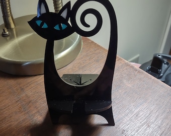 Mid Century Modern Inspired "Atomic Cat" Cell Phone Stand/Holder - Black