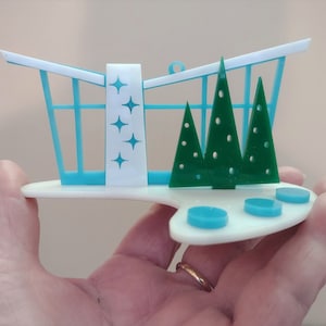 Butterfly Roof Putz House Ornament, Mid Century Modern, 10 Color Options, Retro Acrylic, Christmas Home Decor, Holiday Decor Collectable