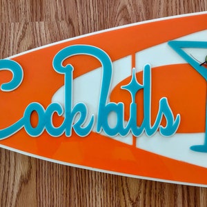 Mid Century Modern Acrylic Cocktail Sign, Retro Bar Decor, Mid Century Wall Art, Perfect for Home Bar-Make it Personal-Add your own Text!