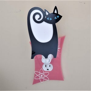 Mid Century Modern Inspired &quot;Atomic Cat&quot; Night Light - Black
