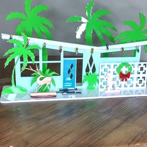 Butterfly Roof Putz House: Mid-Century Modern Christmas Village Decoration