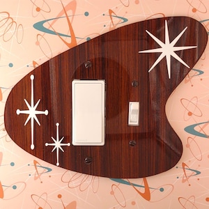 Cubierta de interruptor de luz Boomerang de mediados de siglo: acrílico con efecto estrella retro