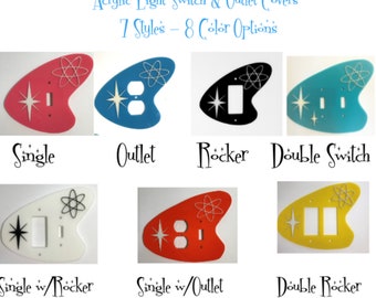 Mid Century Modern Retro Acrylic  3 Dimensional *Boomerang* Style Light Switch Cover/Outlet Cover Plates