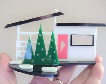 Putz House 'Split Level' Christmas Ornament - 8 Colors