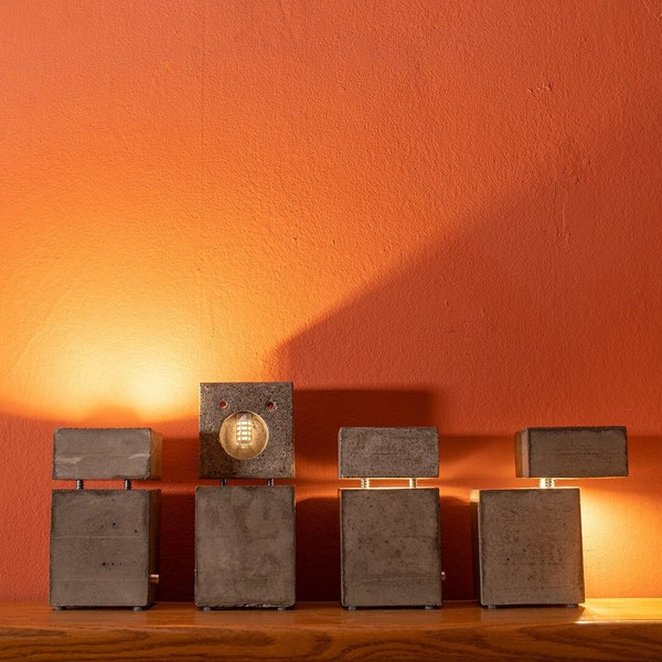 MONOLITH, a unique modular concrete lamp, brutalist architecture. versatile.