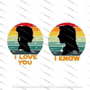 Retro SVG, I love you-I know, bundle, Space Theme, parejas que combinan