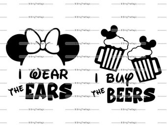 Beers and Ears SVG, Drinking around the World, Couples, His and Hers, tshirt design, PNG, I buy the beers, I wear the ears
