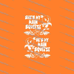 Bird SVG, PNG, designs de camisetas, casais, correspondência, pacote Main Squeeze para fundo ESCURO