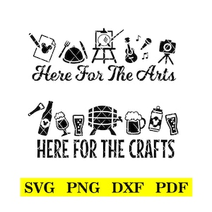 芸術のためにここに、工芸のためにここに、カップルアートフェスティバル DIY Tシャツデザイン、テーマパークでの休暇、svg-png-dxf-pdf