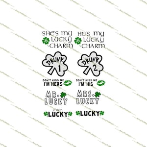 St. Patrick's Day Pärchen Set aus 10 Designs!  SVG, St. Patty's Day, Paare, Matching, Ehemann, Frau. Freund, Freundin, Verlobte PNG