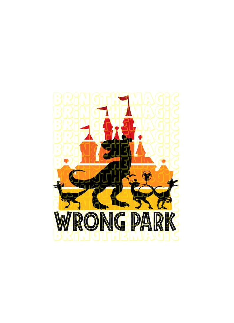 Wrong Park, Vacaciones, Raptors, TRex, diseño de camiseta, SVG, PNG, calcomanías, pegatinas, DIY imagen 1