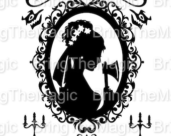 Salão nupcial, noiva, mansão, design de camiseta, Halloween assombrado, festa, SVG, decalque, fantasia