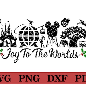 Joy To The Worlds, SVG, diseño de camisetas DIY, vacaciones en parques temáticos, png-dxf-pdf