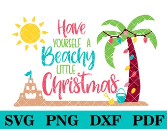Tenha um Natal praiano, Design de Natal, svg-png-pdf-dxf