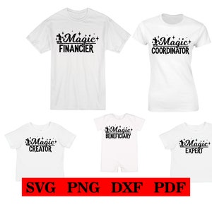 Coordinador de Magia, Financiero Mágico, Experto en Magia, Beneficiario de Magia, Creador mágico, Paquete de diseño, vacaciones en parques temáticos svg-png-dxf-pdf