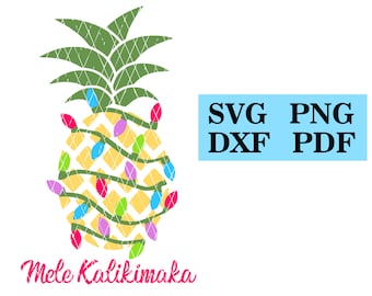 Mele Kalikimaka, Design de Natal de Abacaxi. svg-png-dxf-pdf